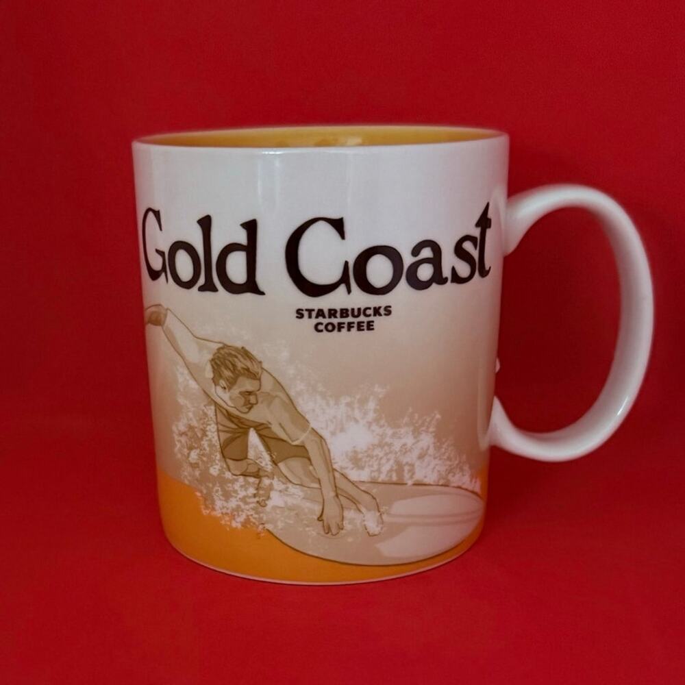 Starbucks Gold Coast Australia Coffee Mug Collector Series 2010 Tan Yellow EUC
